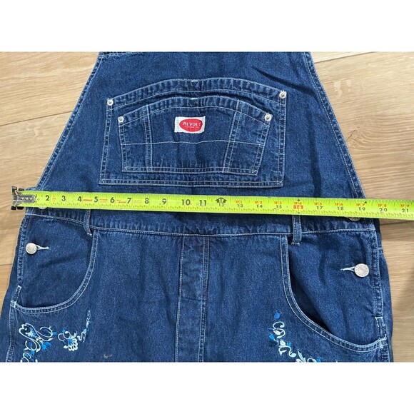 Vintage Revolt Women's Blue Denim Overalls Floral Embroidered Size 20 - Picture 4 of 7
